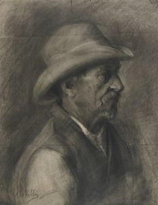 MORBELLI GIGI (1900 - 1980) - Ritratto d'uomo con cappello.