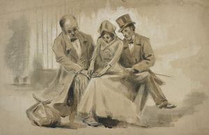 MANCA GIOVANNI (1889 - 1984) - Ritratto di tre personaggi.