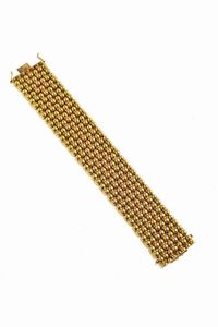 BRACCIALE - Peso gr 93 Lunghezza cm 19 in oro giallo e rosa  anni '40  composto da segmenti semisferici