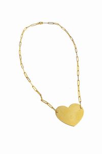 GIROCOLLO - Peso gr 10 Lunghezza cm 38 in oro giallo  maglia ad anelli geometrici al centro cuore