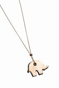 VHERNIER - Peso gr 17 7 Catena con ciondolo  firmati Vhernier  composto da elefante in legno e elefante in oro rosa sovrapposti  [..]