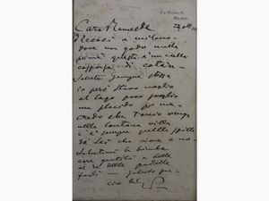 Giacomo Puccini : Lettera manoscritta  - Asta Un antico casale: arredi e collezioni - III - Associazione Nazionale - Case d'Asta italiane