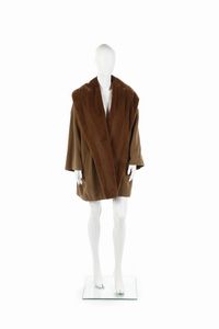 JIL SANDER - Cappotto in lana e cachemire color cammello e collo in pelliccia.