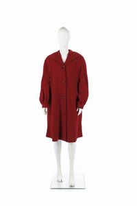 Valentino - Cappotto in lana rosso con maniche a sbuffo. Taglia 46IT.