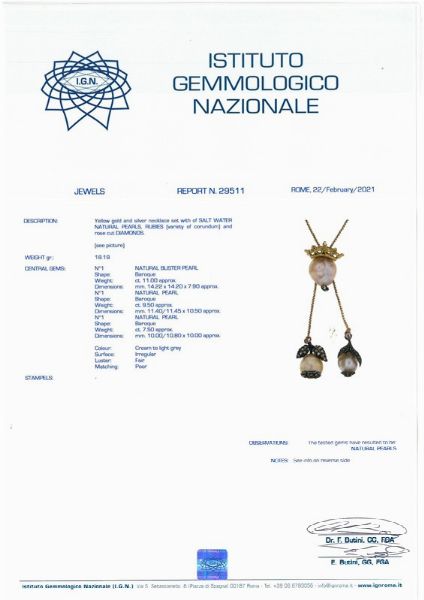 LUNGA COLLANA CON PERLE NATURALI E DIAMANTI  - Asta GIOIELLI - Associazione Nazionale - Case d'Asta italiane