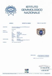 ANELLO CON ZAFFIRO CEYLON E DIAMANTI  - Asta GIOIELLI - Associazione Nazionale - Case d'Asta italiane
