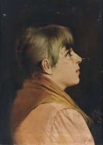 ARTISTA DEL XIX SECOLO - Ritratto di donna di profilo.