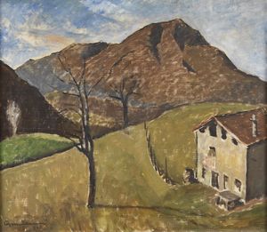 MONTANARI GIUSEPPE (1889 - 1970) - Paesaggio montano con casa.