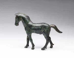 MANIFATTURA PERSIANA - Antico cavallo in bronzo