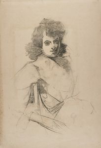 PIZIO ORESTE (1879 - 1938) - Studio per ritratto di giovane ragazza.