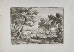 MANGLARD ADRIEN (1695 - 1760) - Paesaggio con figure.
