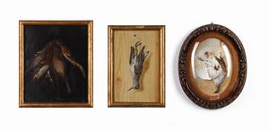 ARTISTI VARI - Gruppo di tre dipinti raffiguranti selvaggina.
