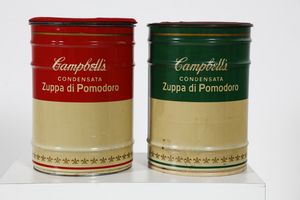 GAVINA DINO (1922 - 2007) : Coppia di sgabelli Campbell Soup per Studio Simon  - Asta ASTA 332 - DESIGN (online ) - Associazione Nazionale - Case d'Asta italiane