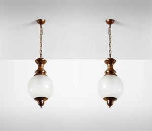 CACCIA DOMINIONI LUIGI (n. 1913) - Coppia di lampade a soffitto LS1 produzione Azucena