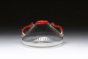 VETRERIE ARTISTICHE CIRILLO MASCHIO - attribuito. Piccolo vaso biansato in cristallo e pasta rossa