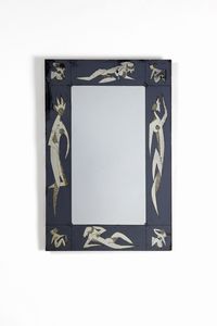 MANIFATTURA ITALIANA - Specchio con figure decorative incise e sabbiate