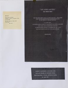 MAN RAY  (1890 - 1976) : Les Voies lactes.  - Asta ASTA 333 - ARTE MODERNA E CONTEMPORANEA (online) - Associazione Nazionale - Case d'Asta italiane