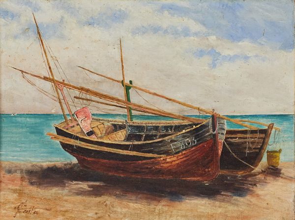 Costa Angelo (Attribuito) : Barche in secca  - Asta Arte Moderna e Contemporanea, '800 e'900 - Associazione Nazionale - Case d'Asta italiane