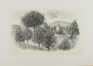 Christiaan Nicholaas De Moore - Paesaggio con alberi e pagliaio