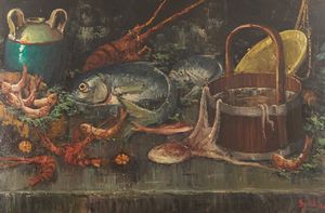 Ernesto Scudiero - Natura morta con pesci