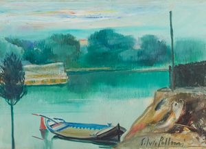 Silvio Polloni - Paesaggio con barca