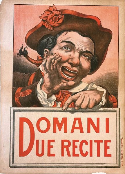 Dalsani (Giorgio Ansaldi 1844-1922) : DOMANI DUE RECITE  - Asta Manifesti | Cambi Time - Associazione Nazionale - Case d'Asta italiane