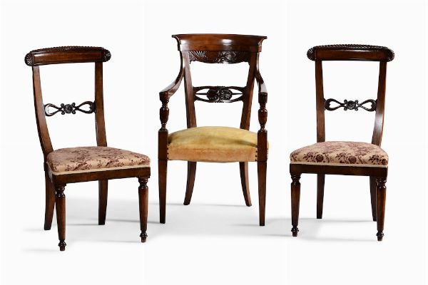 Sei sedie e una poltrona, XIX secolo  - Asta Arredi | Cambi Time - Associazione Nazionale - Case d'Asta italiane