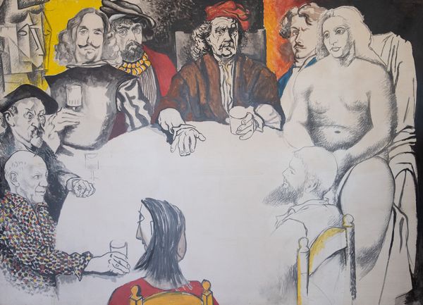 Renato Guttuso : Conversazione con i pittori (Colazione con la dama di Cranach)  - Asta Arte Moderna e Contemporanea - Associazione Nazionale - Case d'Asta italiane