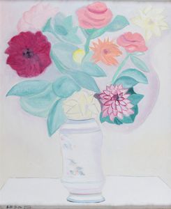 GIUSEPPE CESETTI - Vaso di fiori e zinie