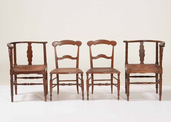 Due sedie ad angolo e due sedie chiavarine  - Asta Da una collezione genovese | Cambi Time - Associazione Nazionale - Case d'Asta italiane