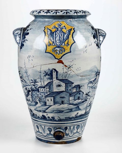 Vaso in maiolica con stemma, XX secolo  - Asta Da una collezione genovese | Cambi Time - Associazione Nazionale - Case d'Asta italiane