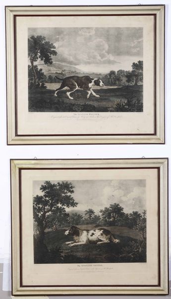 Tre stampe raffiguranti cani da caccia  - Asta Da una collezione genovese | Cambi Time - Associazione Nazionale - Case d'Asta italiane