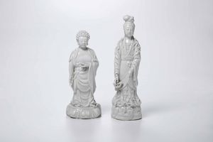 Due statuine blanc de Chine, Cina XX secolo  - Asta Da una collezione genovese | Cambi Time - Associazione Nazionale - Case d'Asta italiane