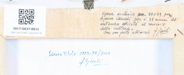 GIULI FRANCO (n. 1934) : Senza titolo.  - Asta 225 MODERN & CONTEMPORARY - Associazione Nazionale - Case d'Asta italiane