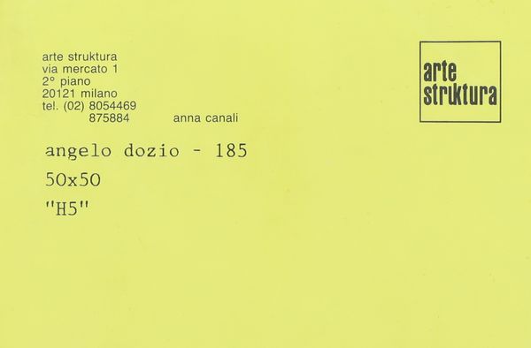 DOZIO ANGELO (n. 1941) : H5.  - Asta 225 MODERN & CONTEMPORARY - Associazione Nazionale - Case d'Asta italiane