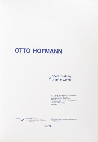 HOFFMANN OTTO  (1907 - 1996) : Otto Hoffmann (cartella).  - Asta 225 MODERN & CONTEMPORARY - Associazione Nazionale - Case d'Asta italiane