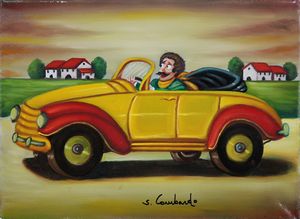 LOMBARDO SALVO (n. 1948) : L'auto gialla.  - Asta 225 MODERN & CONTEMPORARY - Associazione Nazionale - Case d'Asta italiane