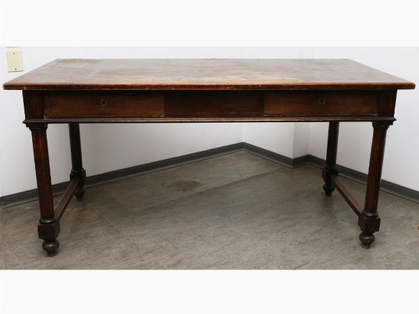 Tavolo da lavoro in legno tenero  - Asta Arredi da Palazzo Compagni a Firenze - Associazione Nazionale - Case d'Asta italiane