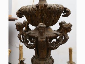 Grande lampadario in bronzo dorato ed altri metalli  - Asta Arredi da Palazzo Compagni a Firenze - Associazione Nazionale - Case d'Asta italiane