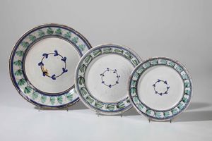 Tre piatti Italia meridionale, XIX secolo  - Asta Ceramiche e Arredo per la Tavola | Cambi Time - Associazione Nazionale - Case d'Asta italiane