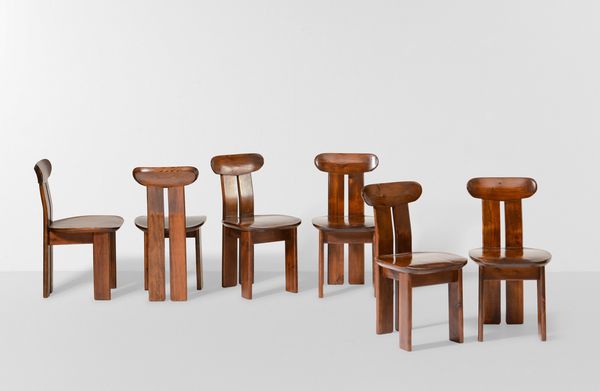 Sei sedie con struttura in legno e rivestimento in pelle.  - Asta Design Lab - Associazione Nazionale - Case d'Asta italiane