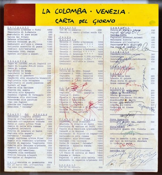 SERGE POLIAKOFF : Carta del giorno trattoria la Colomba Venezia  - Asta 74° Asta di Arte Moderna e Contemporanea - Associazione Nazionale - Case d'Asta italiane