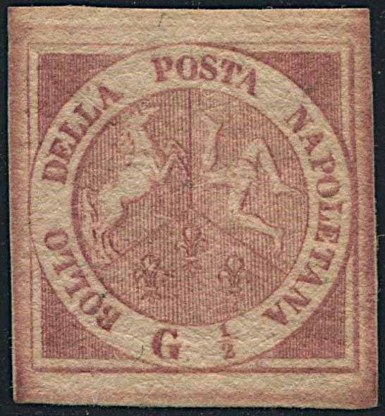 REGNO DI NAPOLI. 1/2 GR. ROSA CHIARO (S.1) DEL 1858.  - Asta Filatelia - Associazione Nazionale - Case d'Asta italiane