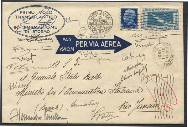 1930/31, REGNO DITALIA, ITALO BALBO - CROCIERA ATLANTICA ITALIA-BRASILE.  - Asta Filatelia - Associazione Nazionale - Case d'Asta italiane