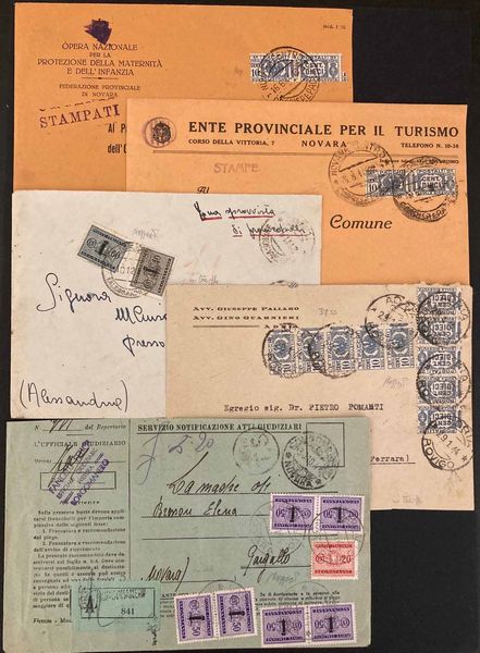 1944, SEGNATASSE, AFFRANCATURE DEMERGENZA, CINQUE BUSTE.  - Asta Filatelia - Associazione Nazionale - Case d'Asta italiane