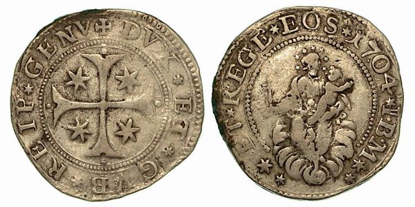 GENOVA. Dogi biennali, 1528-1797. Quarto di scudo 1704.  - Asta Numismatica - Associazione Nazionale - Case d'Asta italiane
