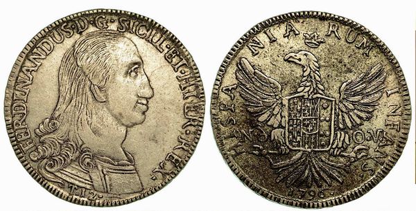 PALERMO. Ferdinando III di Borbone, 1759-1816 (primo periodo). 12 Tar 1796.  - Asta Numismatica - Associazione Nazionale - Case d'Asta italiane