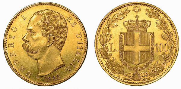 REGNO D'ITALIA. Umberto I di Savoia, 1878-1900. 100 Lire 1888.  - Asta Numismatica - Associazione Nazionale - Case d'Asta italiane