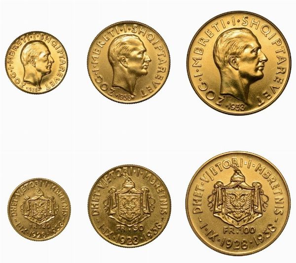 ALBANIA. Lotto di tre monete d'oro (titolo 900).  - Asta Numismatica - Associazione Nazionale - Case d'Asta italiane