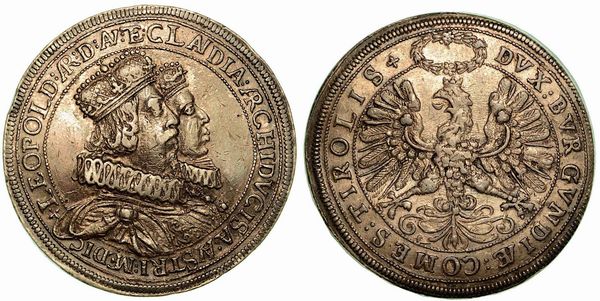 AUSTRIA. Leopoldo V, 1619-1632. 2 Thaler s.d.  - Asta Numismatica - Associazione Nazionale - Case d'Asta italiane